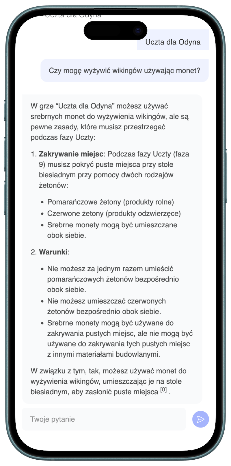 Interfejs Planszobota na telefonie